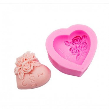 Molde de silicona Corazón con flores I Love You